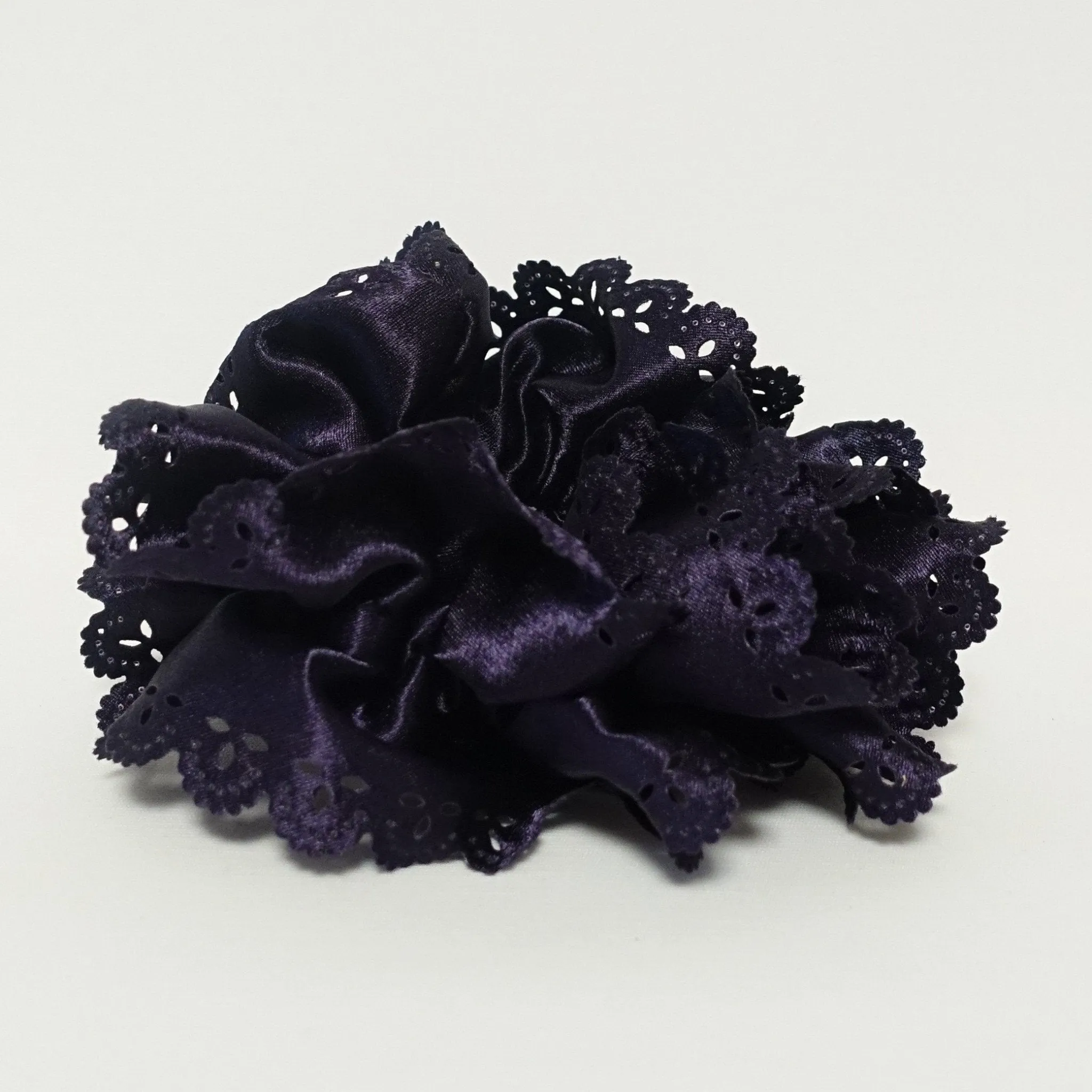 Lace Trim Satin Scrunchies Women Hair Accessory