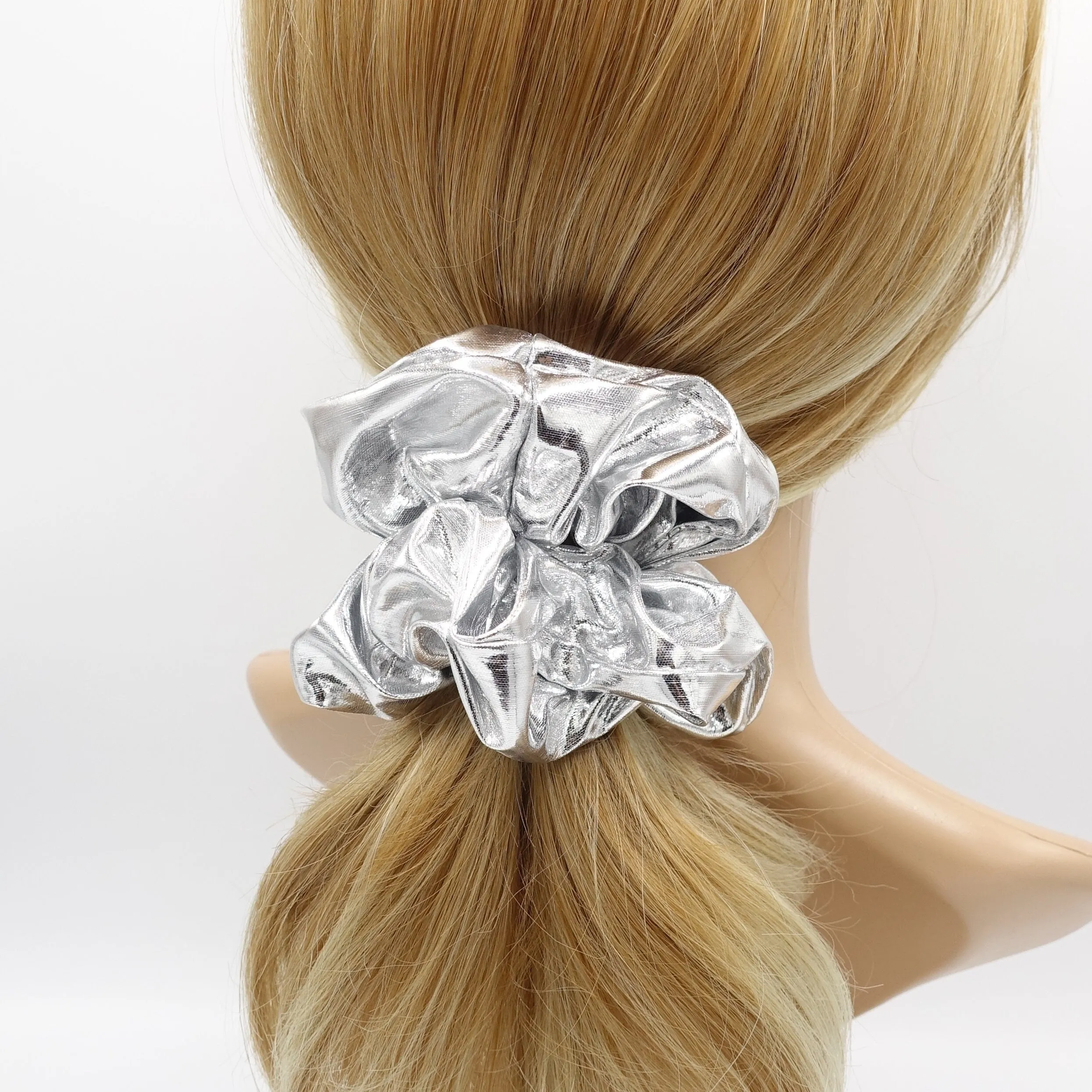 lame scrunchies metallic hair scrunchies for women