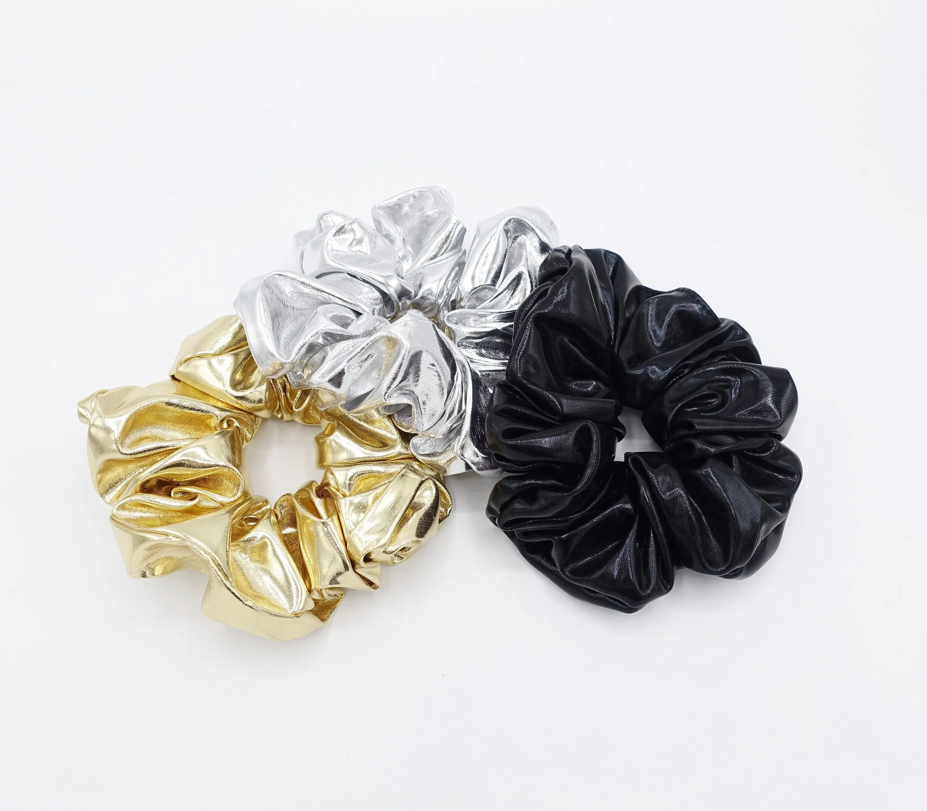 lame scrunchies metallic hair scrunchies for women