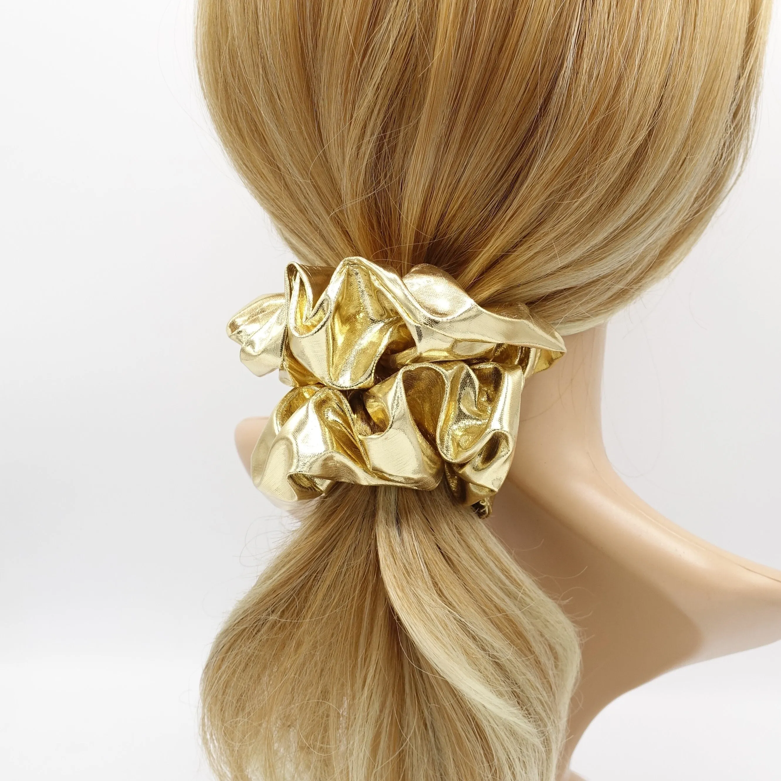 lame scrunchies metallic hair scrunchies for women