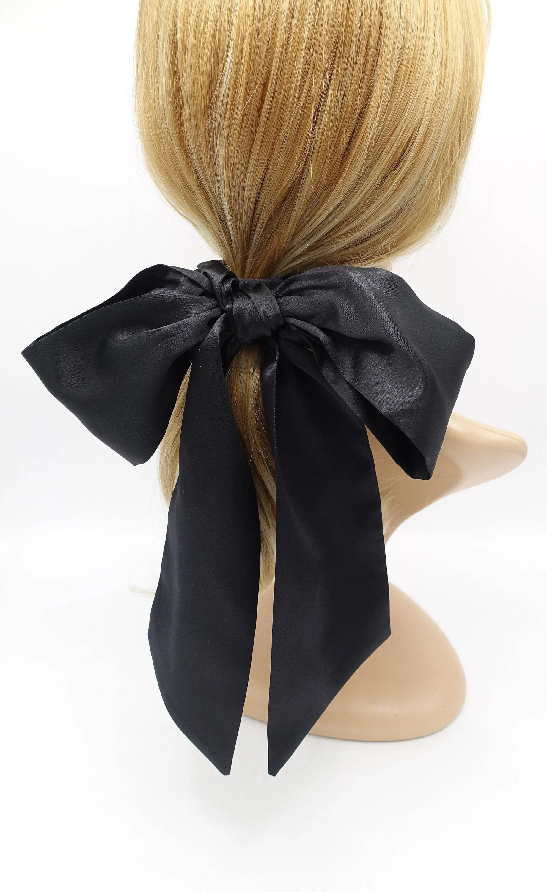 large satin bow scrunchies tail hair elastic scrunchie for women