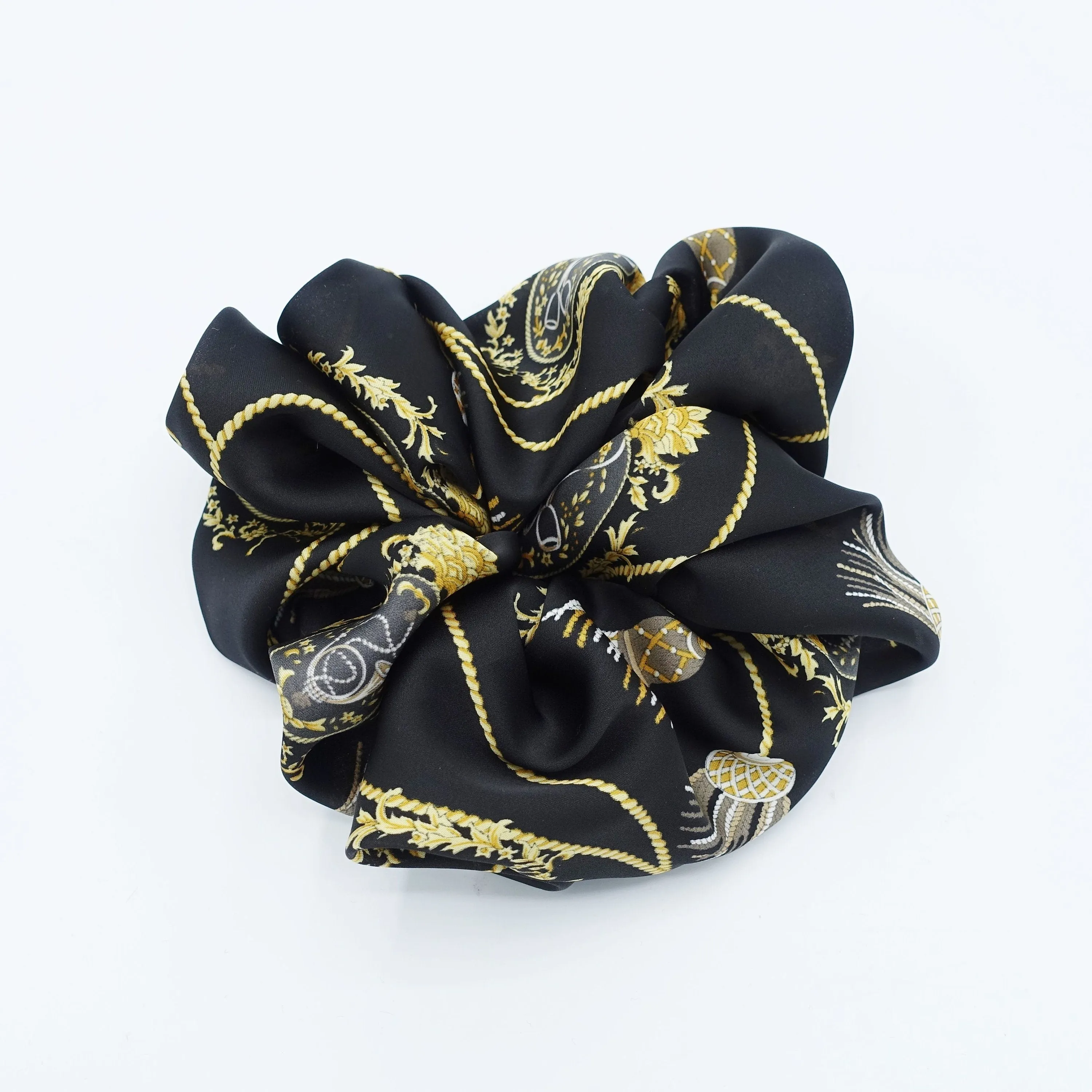 large satin scrunchies tassel print oversized scrunchies