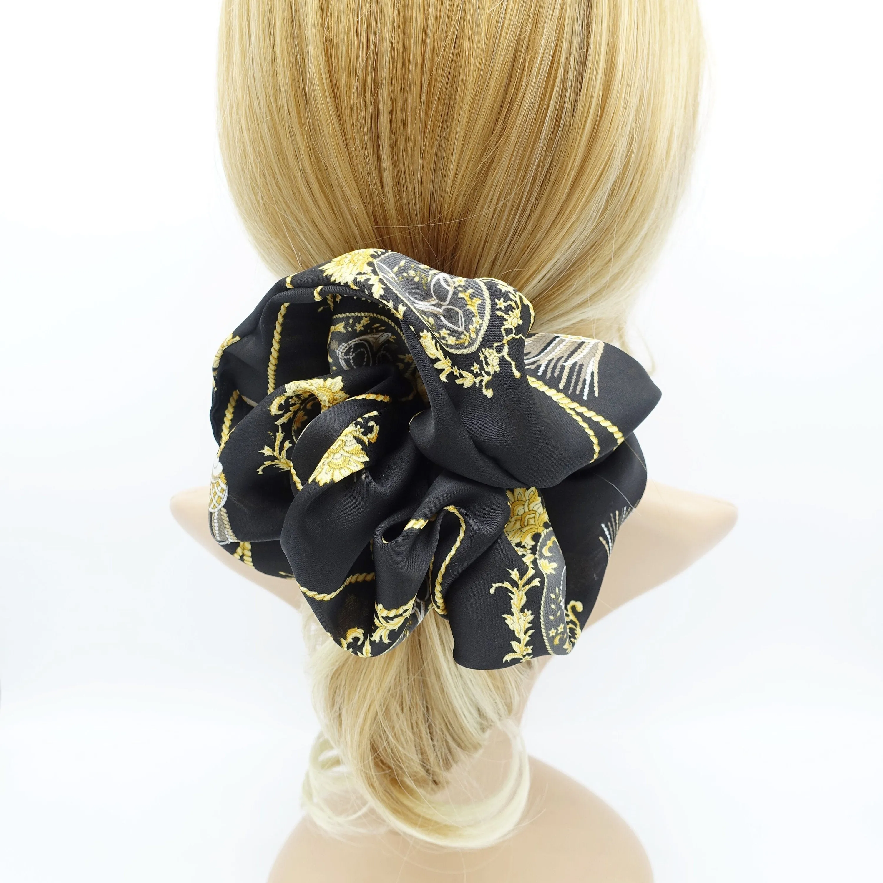 large satin scrunchies tassel print oversized scrunchies