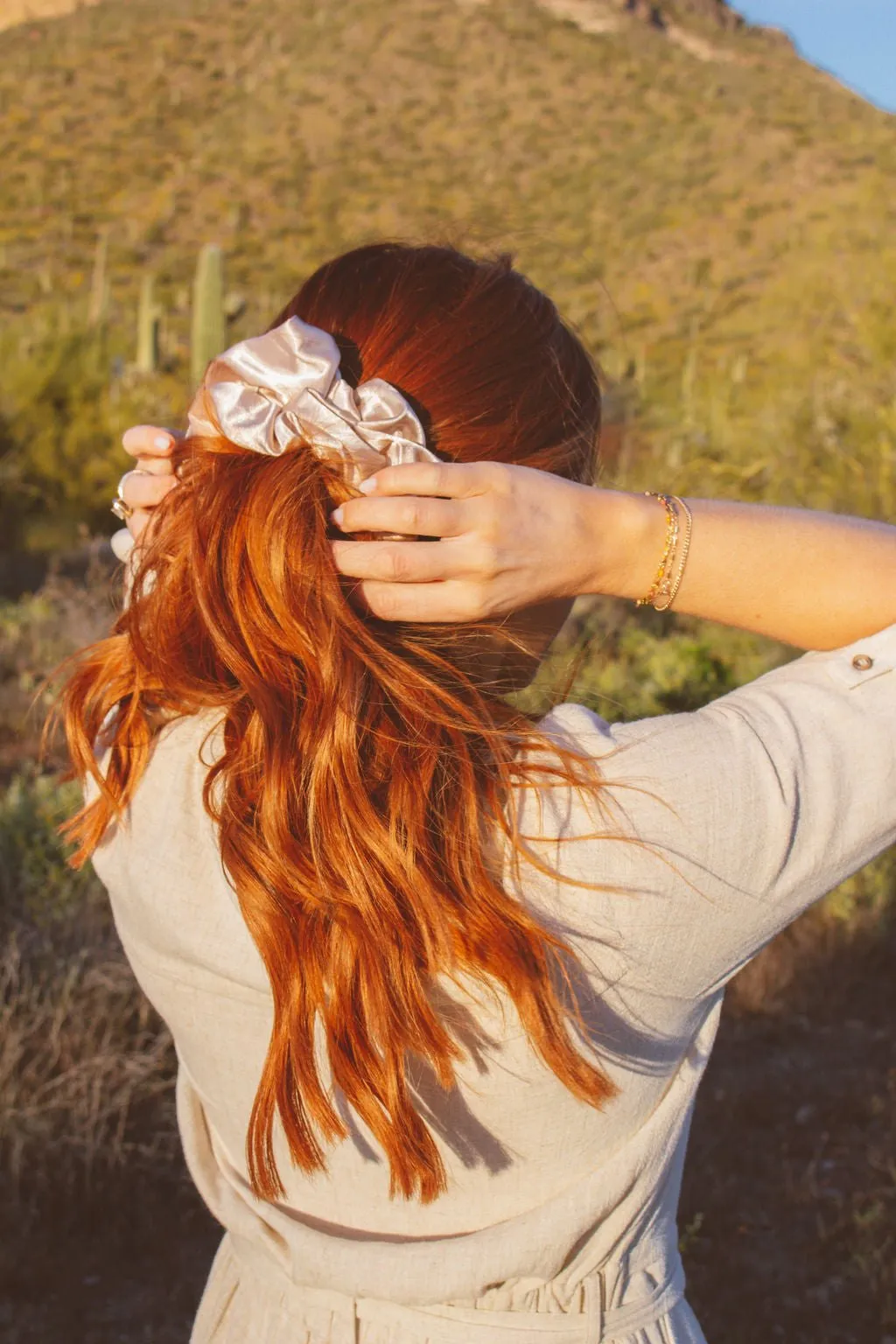 Latte Satin Jumbo Scrunchie