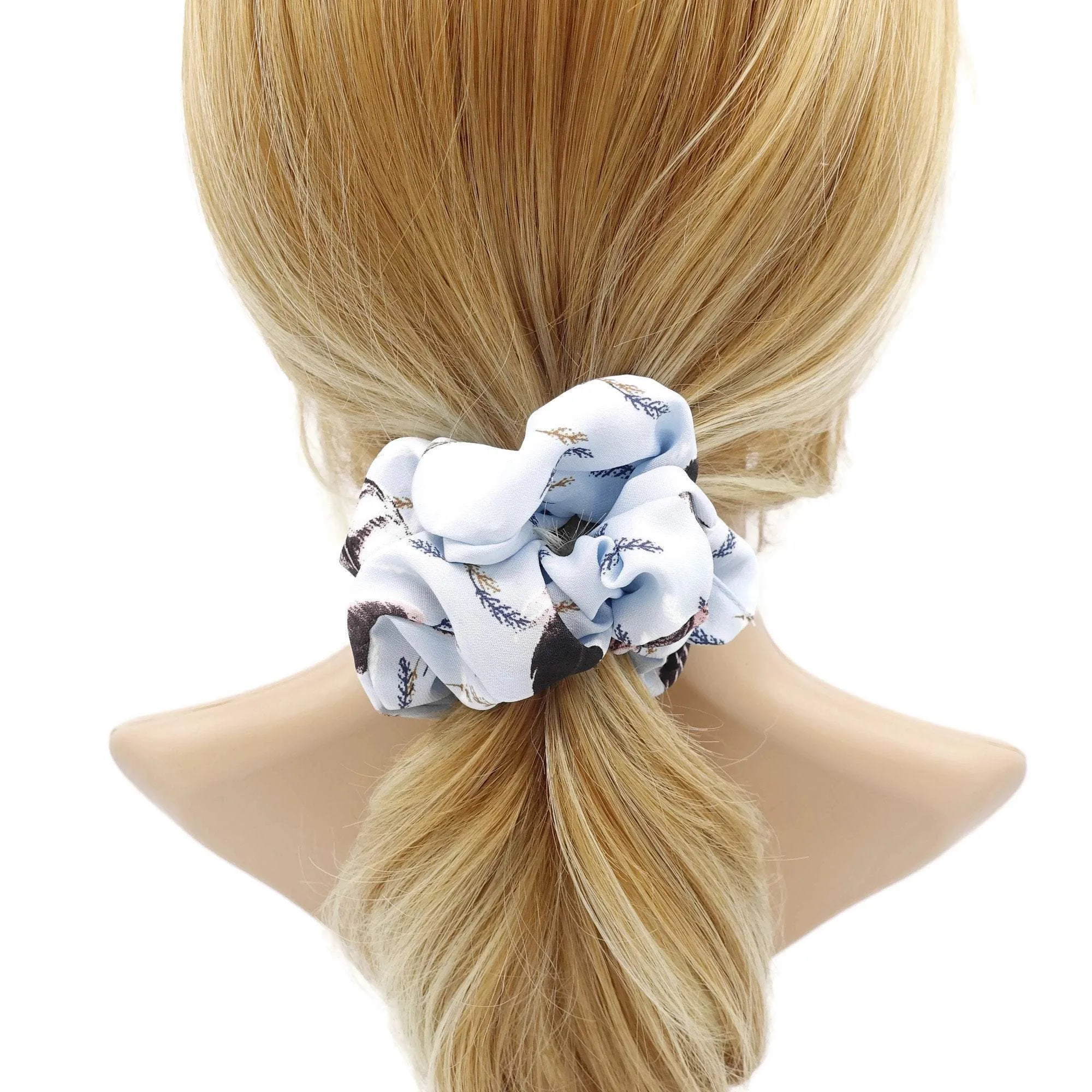 leaf print scrunchies medium thick leaves print hair scrunchie women hair accessory