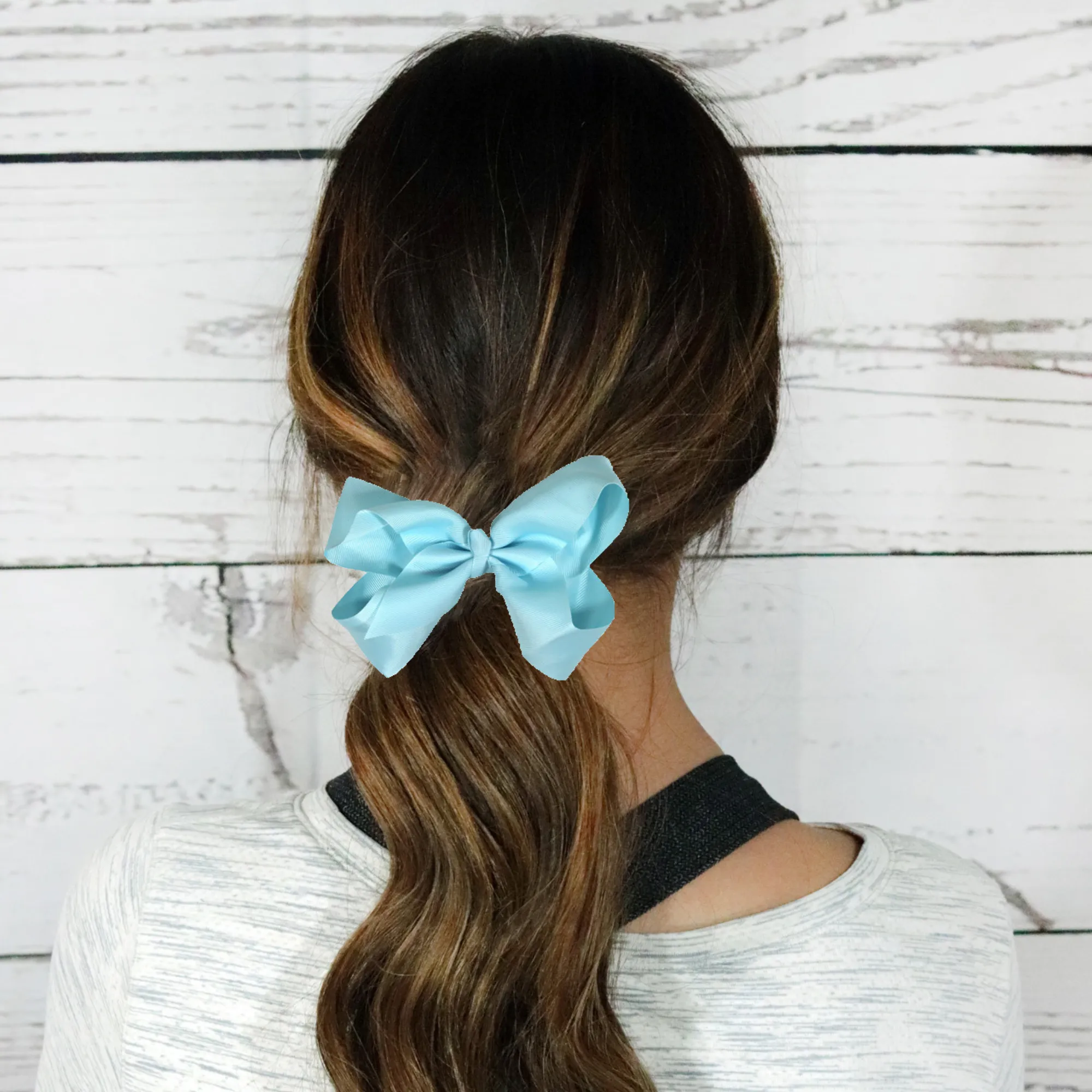 Light Blue Classic Hair Bows - 10 Pack