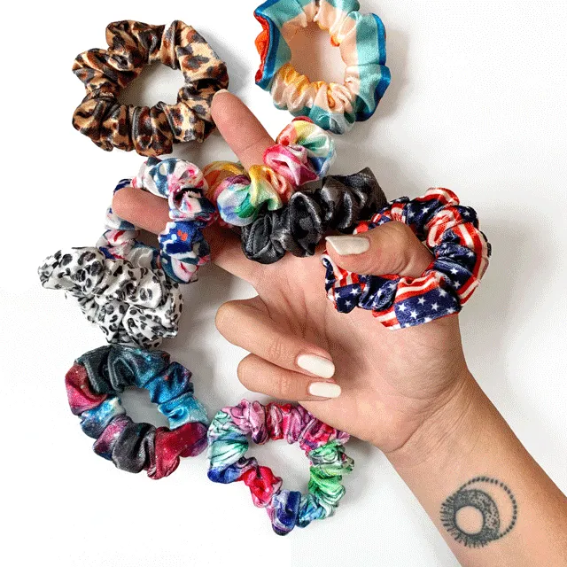 Mini Scrunchie | Bleach Dye | Navy