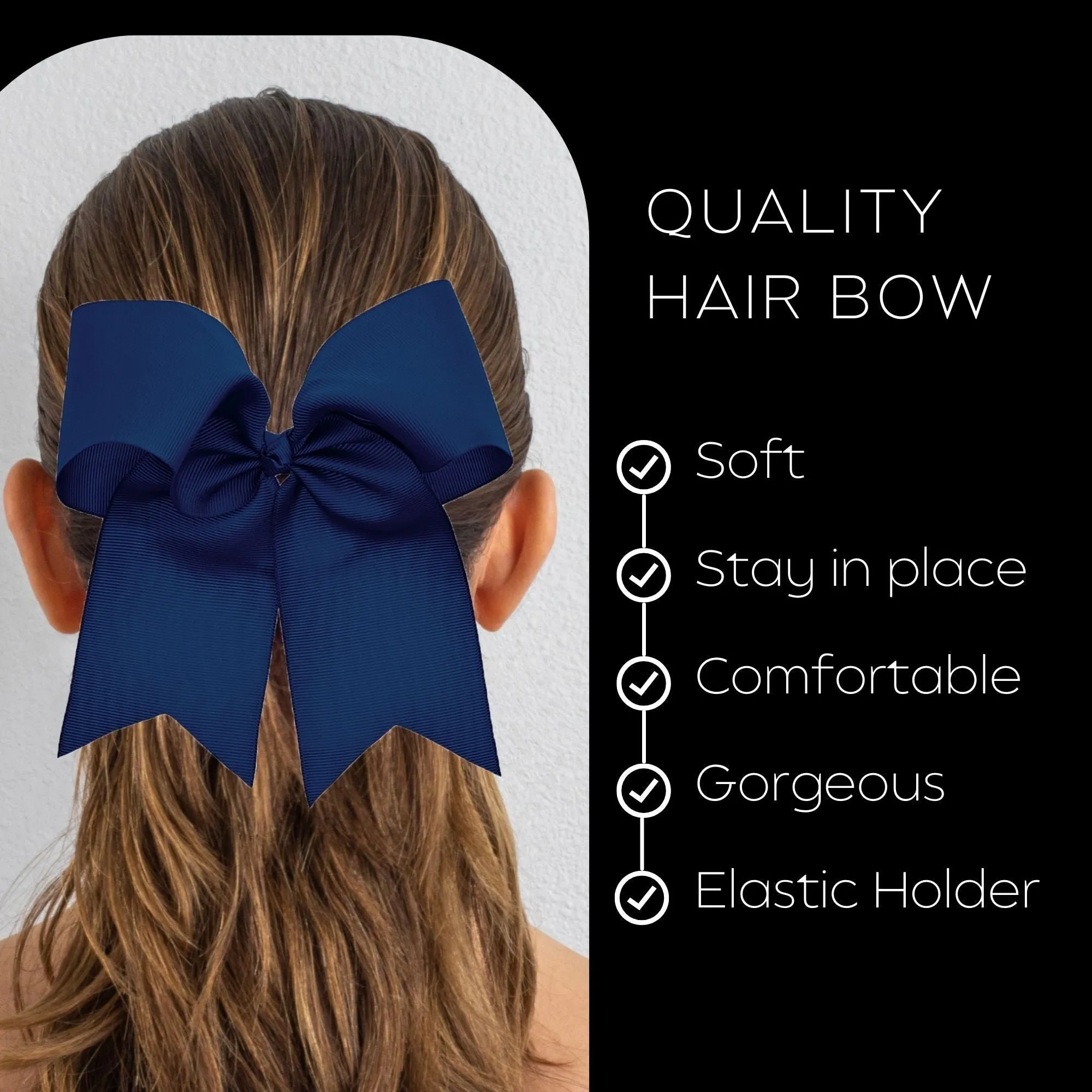 Navy Cheer Bows - 10 Pack