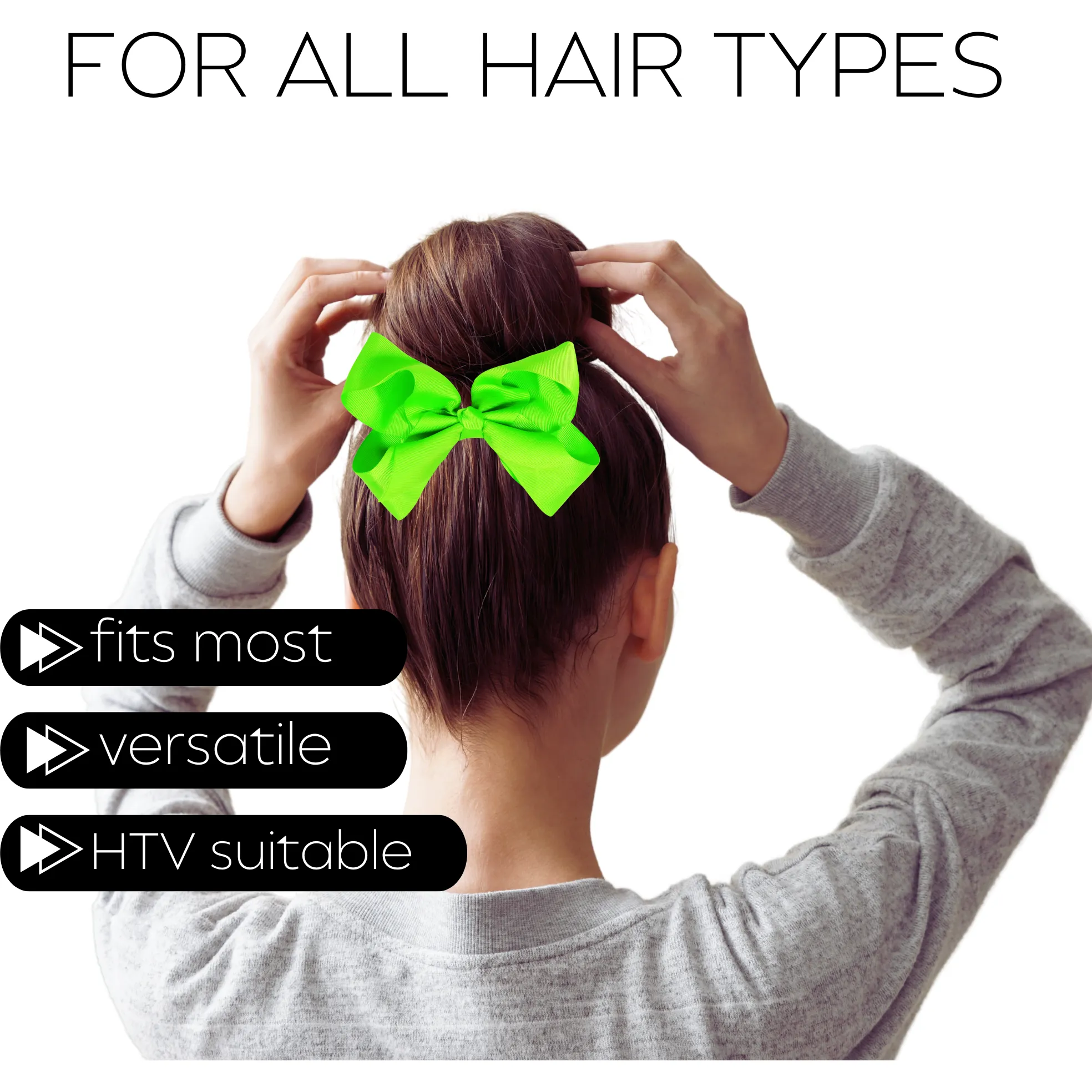 Neon Green Classic Hair Bows - 10 Pack