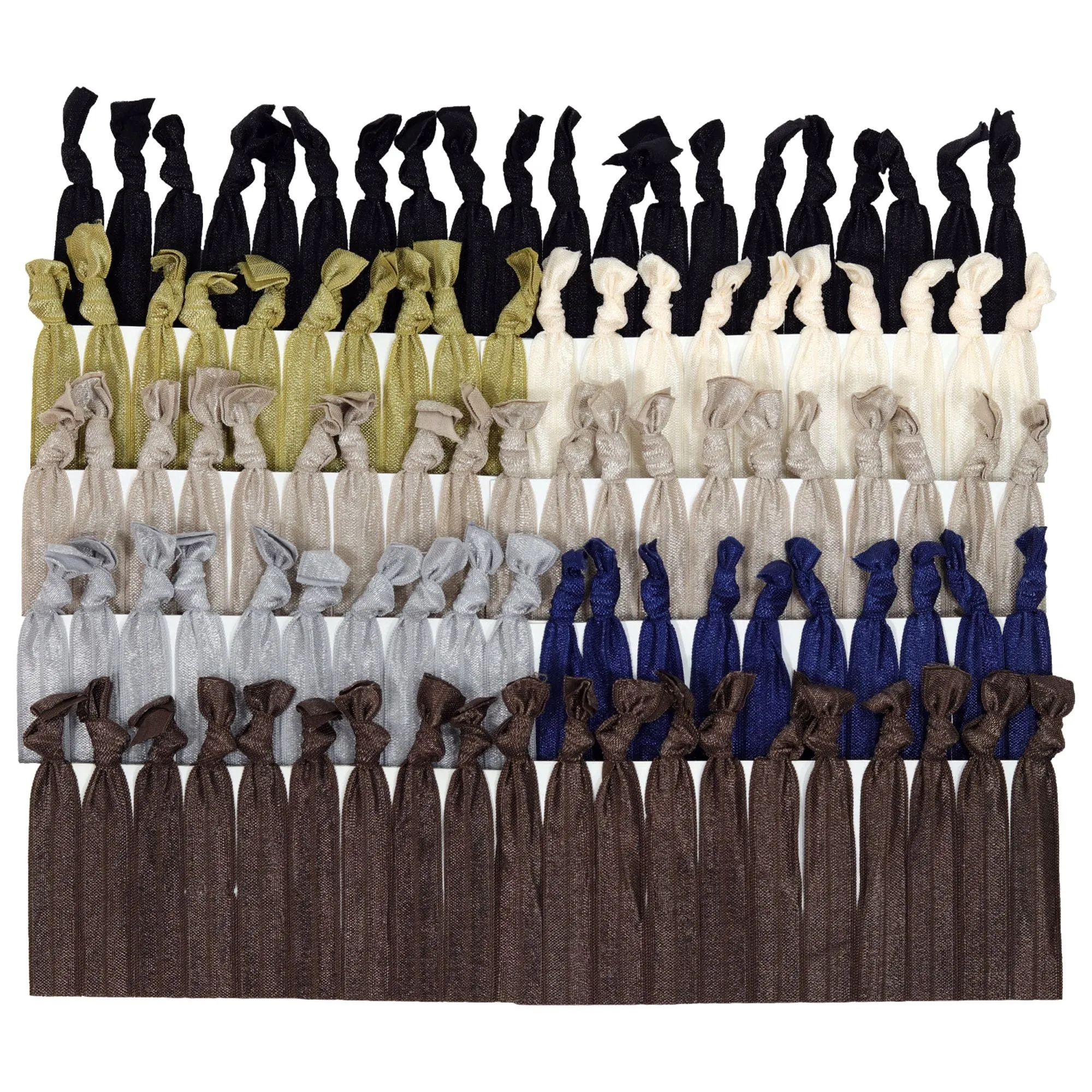 Neutral Ribbon Hair Ties - 50 Pack