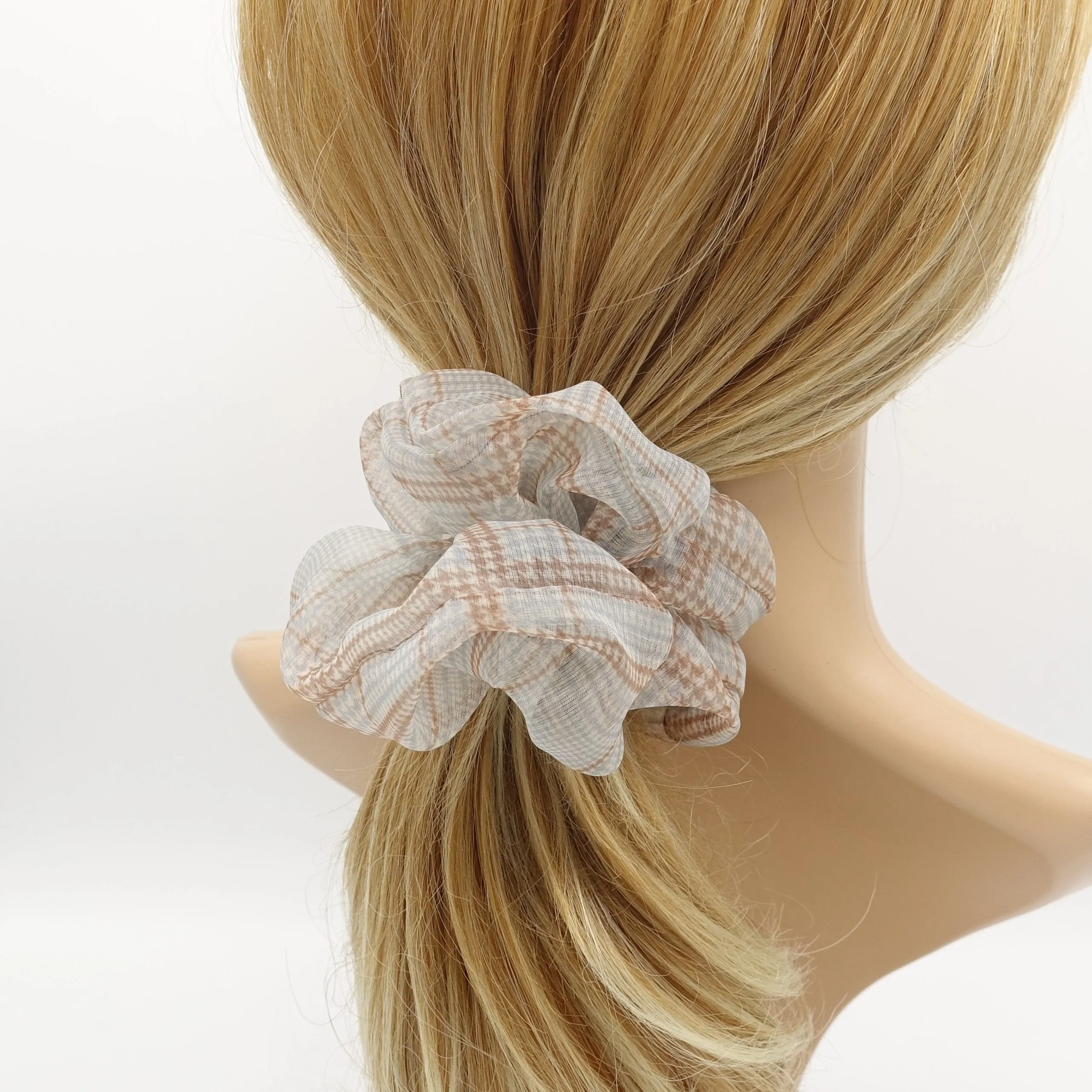 organza plaid check scrunchies regular hair elastic scrunchie for women