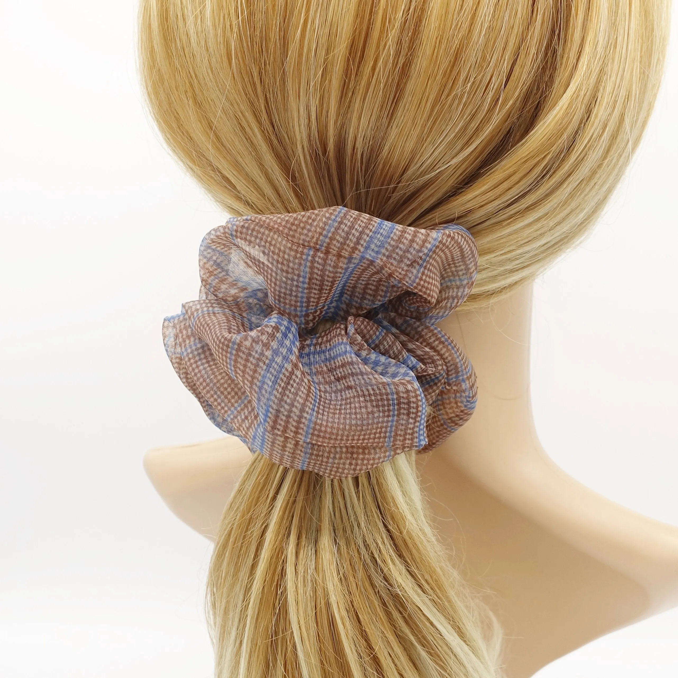 organza plaid check scrunchies regular hair elastic scrunchie for women