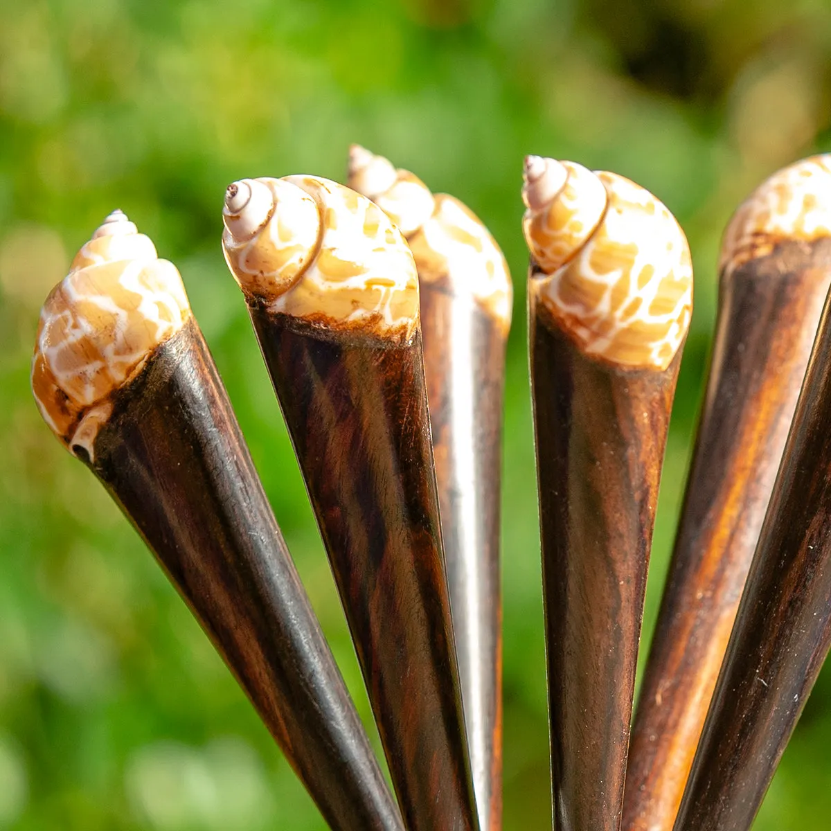 Patterned Shell Wooden Hair Stick