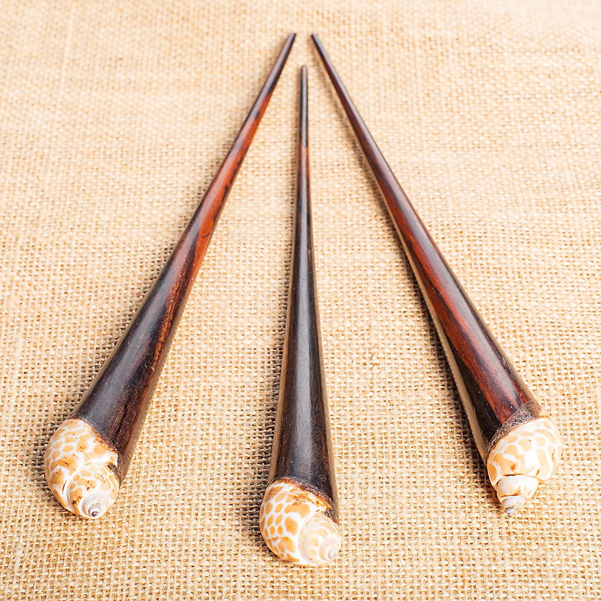 Patterned Shell Wooden Hair Stick