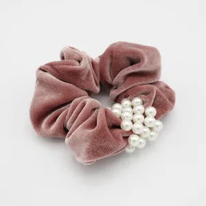 pearl embellished velvet scrunchies women scrunchy hair elastic ties