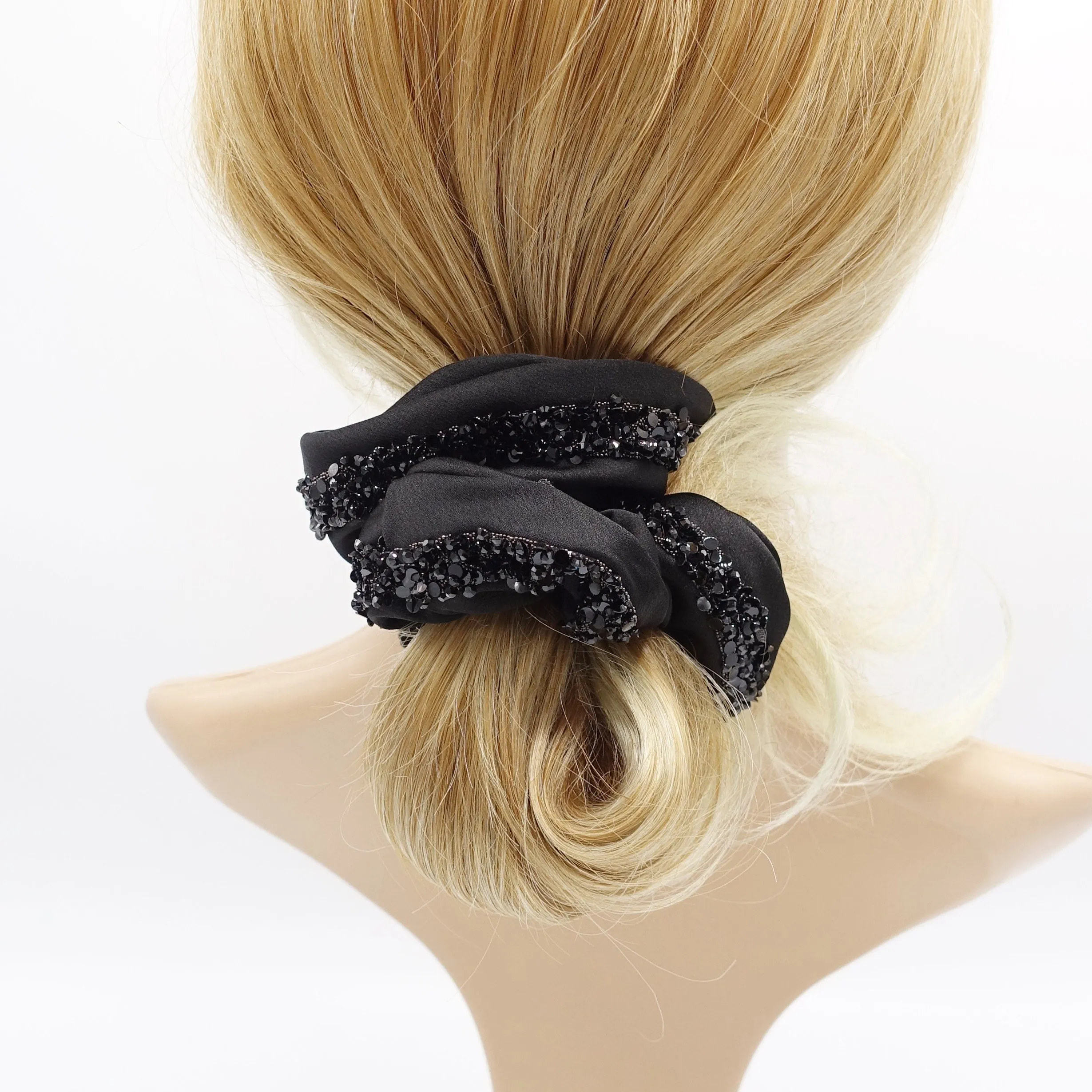 satin beads scrunchies for women