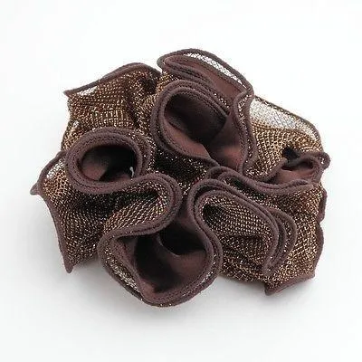 Satin Meshed Fabric Combination Dazzling Ponytail Holder  Elastic Scrunchie