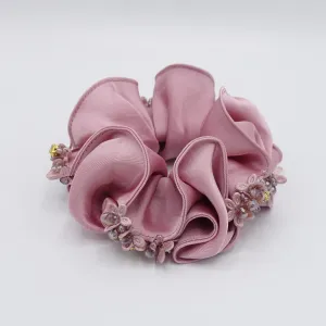 satin scrunchies rhinestone beads embellished scrunchie