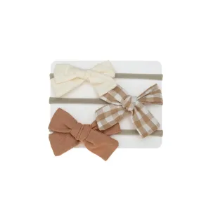 Set of 3 Small Baby Bows 2 Plain & 1 Print/Pattern #9