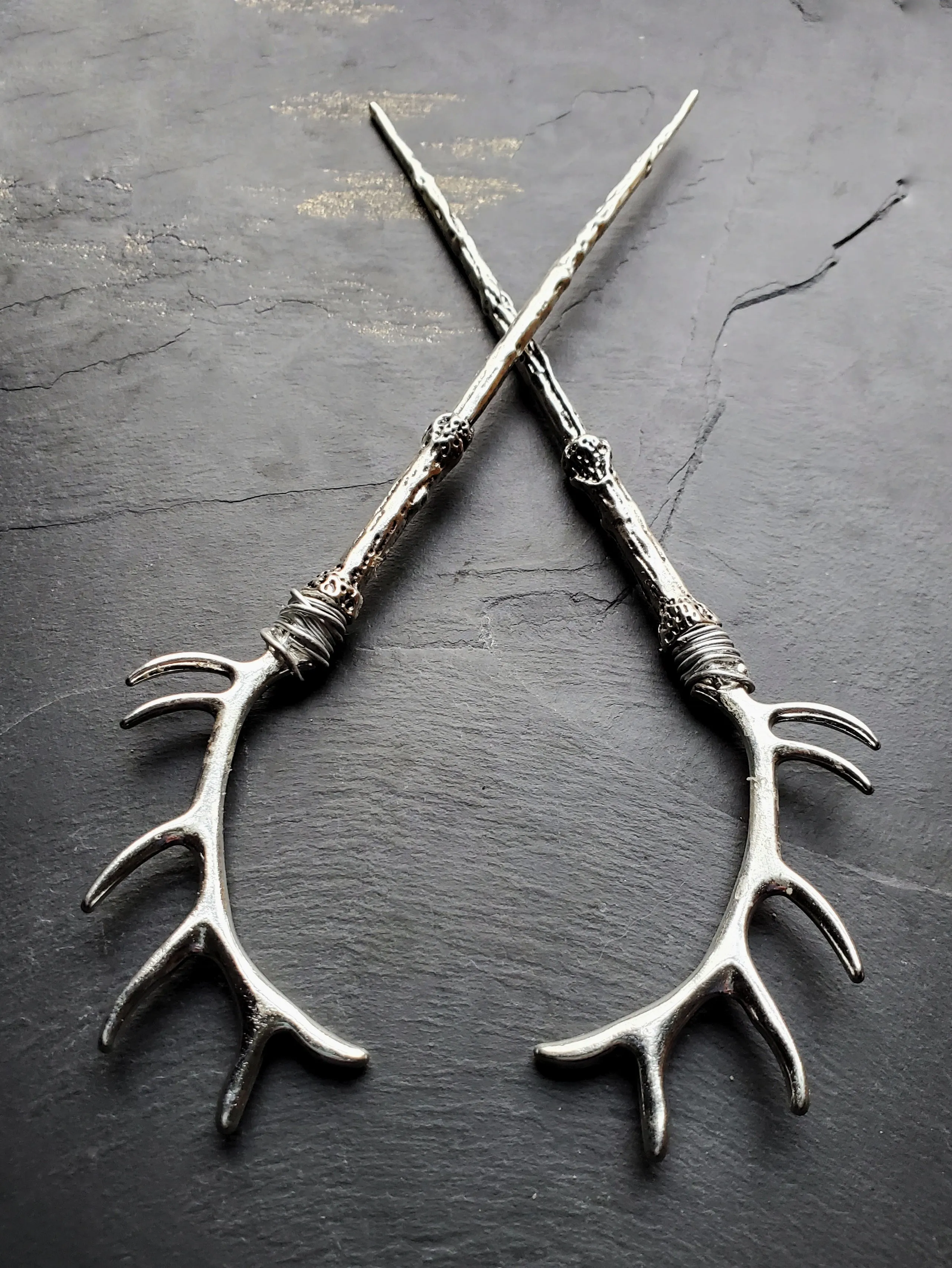 Silver Antler Horn Hair Sticks Hair Jewelry