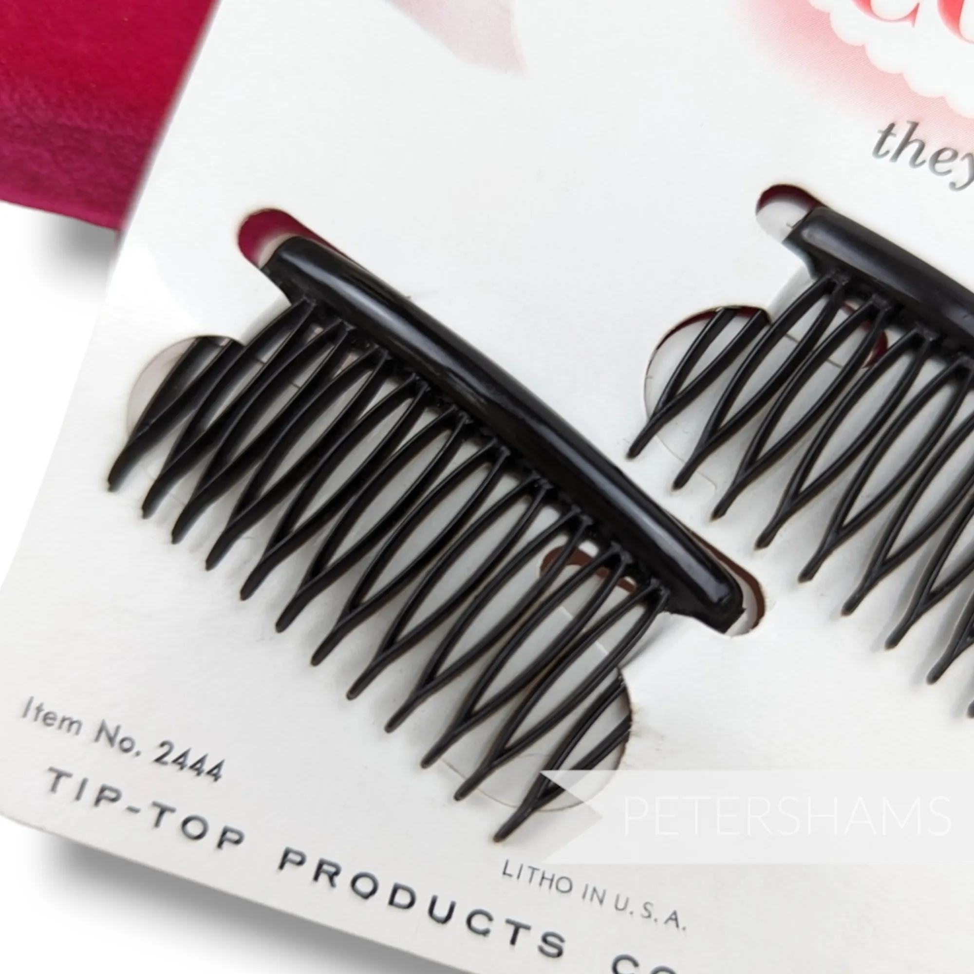 Vintage 1950s/60s 'Tip Top' Black Pair of Vintage Combs on Card