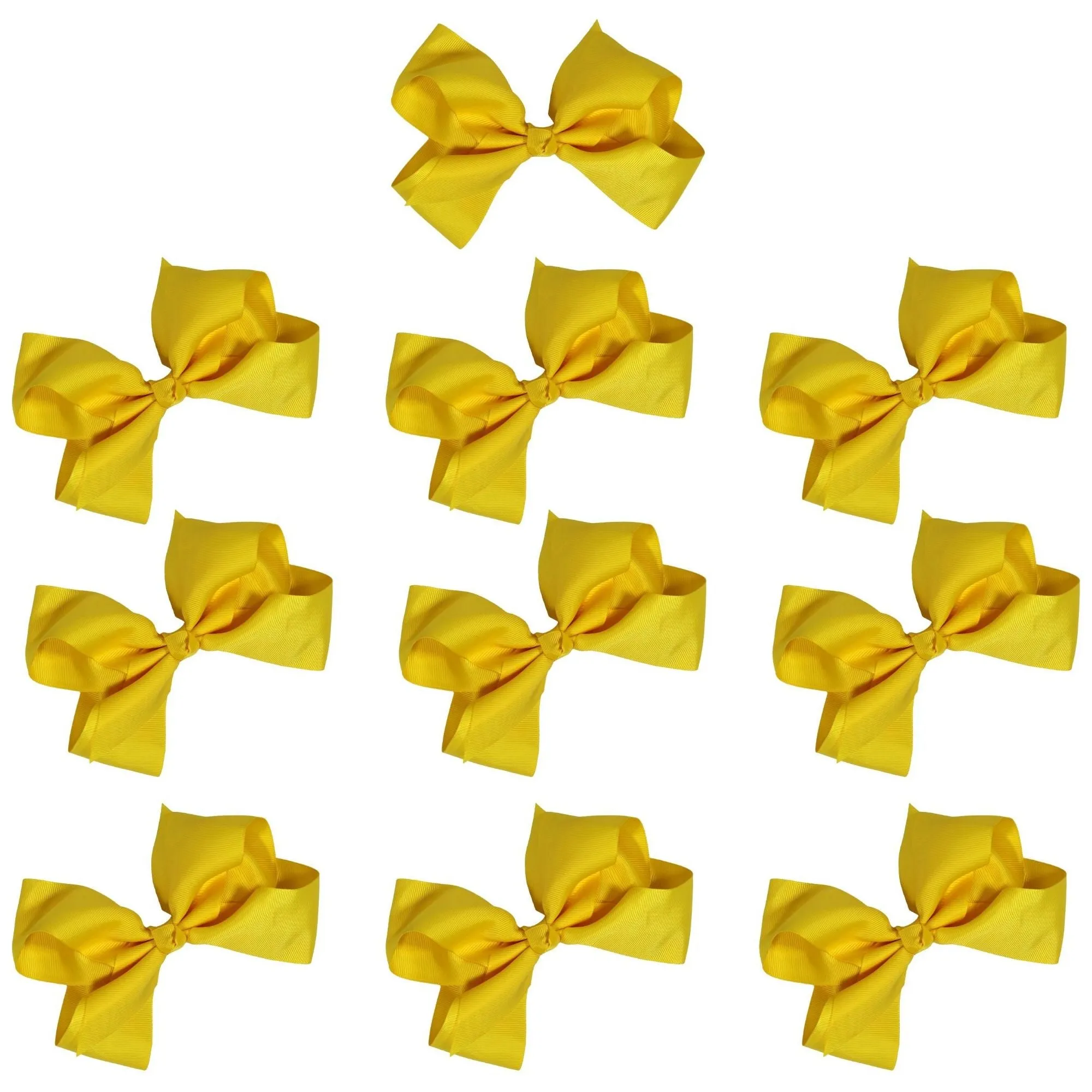 Yellow Classic Hair Bows - 10 Pack